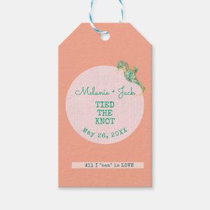 Coastal Bridal Shower Seahorse Stripe Gift Tags