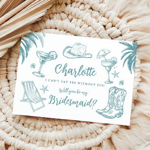 Coastal Bridesmaid Proposal Card