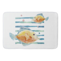 COASTAL BRIGHT WATERCOLOR TROPICAL FISH,  BEACH 