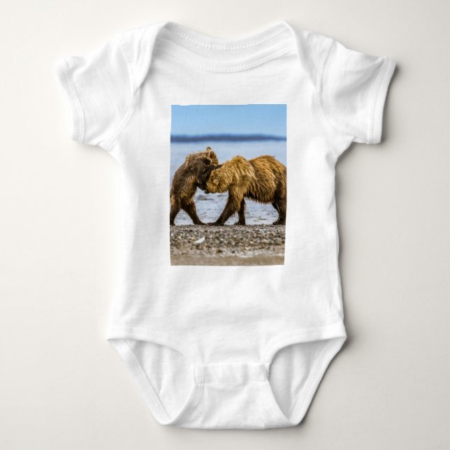 Coastal brown bears baby bodysuit (Front)