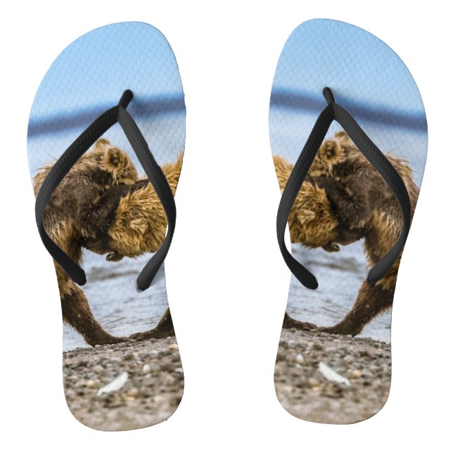 Coastal brown bears flip flops (Footbed)