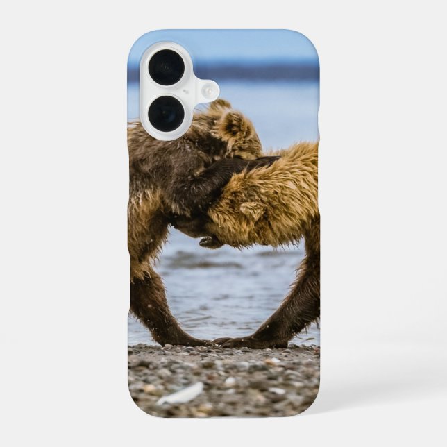 Coastal brown bears iPhone 16 case (Back)