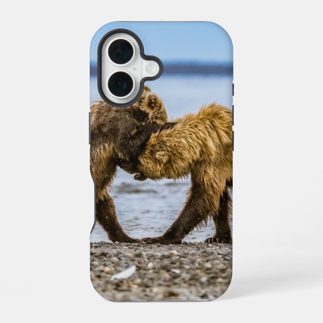 Coastal brown bears iPhone 16 case (Back)