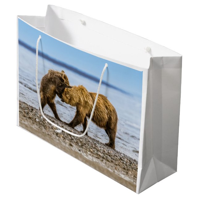 Coastal brown bears large gift bag (Front Angled)