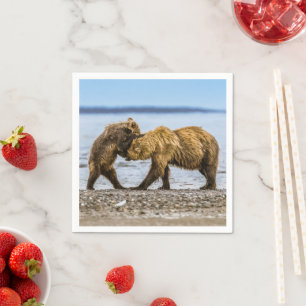 Coastal brown bears napkin
