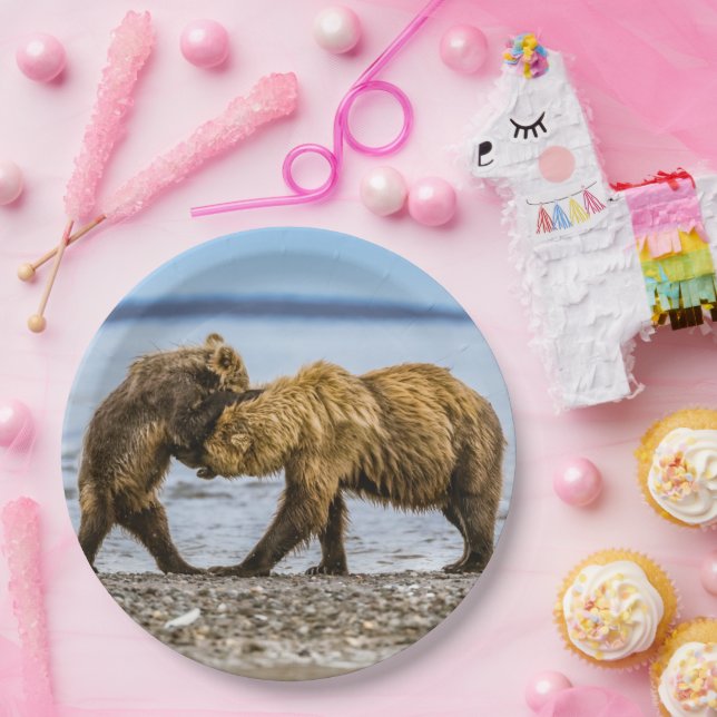 Coastal brown bears paper plate (Party)