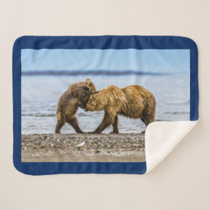 Coastal brown bears sherpa blanket