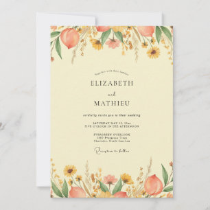 Coastal Butter Yellow Wildflower Wedding Invitation