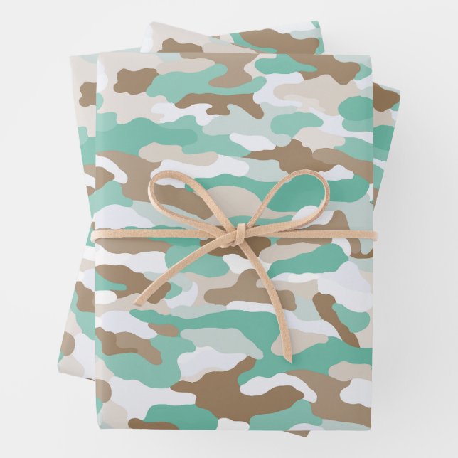 Coastal Camouflage Wrapping Paper Sheet (In situ)