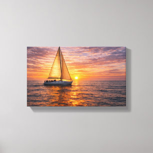 Coastal Canvas Wall Art Set Sunset Ocean Decor Nau
