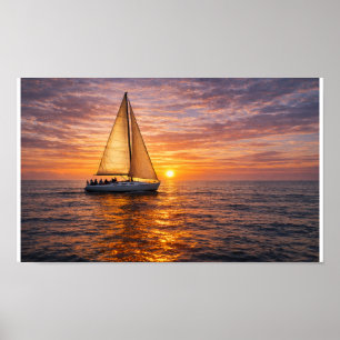 Coastal Canvas Wall Art Set Sunset Ocean Decor Nau