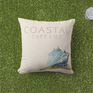 Coastal Cape Cod Vintage Seashell Beach House Cushion
