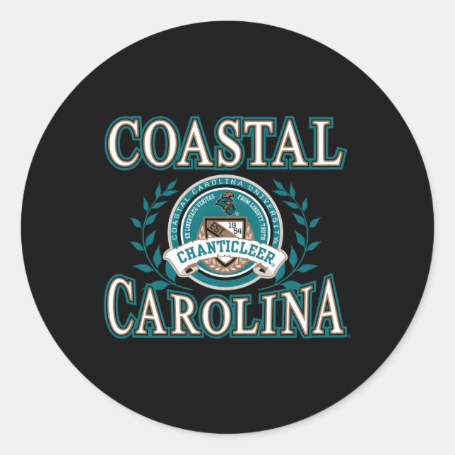 Coastal Carolina Chanticleers Laurels Classic Round Sticker (Front)