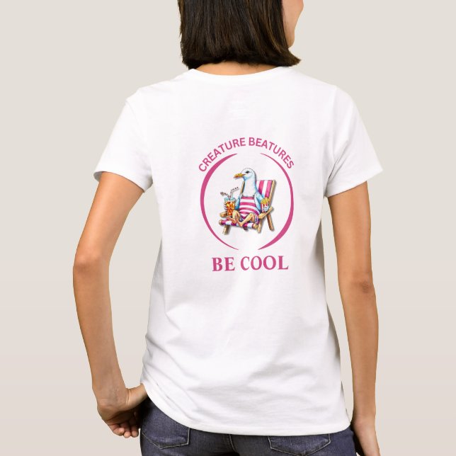 Coastal Cartoon dressed up  Seagull – Be Cool T-Shirt (Back)
