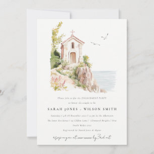 Coastal Catholic Watercolor Church Engagement Invitation