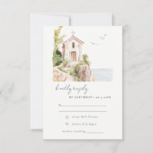 Coastal Catholic Watercolor Church Wedding