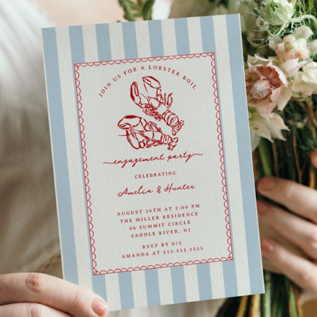 Coastal Charm Lobster Engagement Invitation (Creator Uploaded)