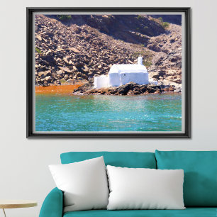 Coastal Charm: Santorini, Greece's Secluded Chapel Poster