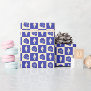 Coastal Check Pattern Navy Wrapping Paper Roll