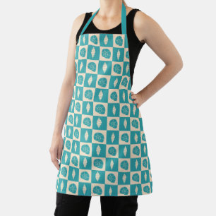 Coastal Check Pattern Teal Apron