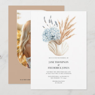 Coastal Chic Autumn - Fall Wedding Photo QR Code Invitation