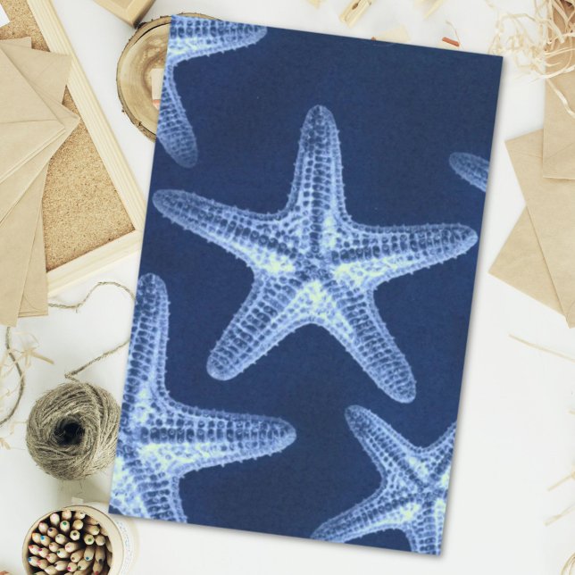 coastal chic beach rustic nautical blue starfish tissue paper (coastal chic beach rustic nautical blue starfish tissue paper)
