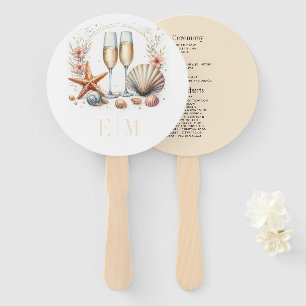 Coastal Chic Beach Wedding Program Hand Fan