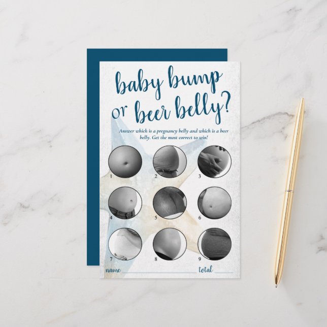 Coastal Chic | Blue Baby Bump or Beer Belly Game (Front/Back In Situ)