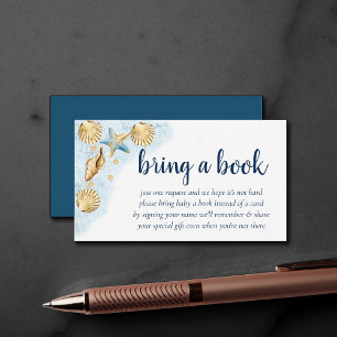 Coastal Chic   Blue Gold Coral Reef Bring a Book Enclosure Card