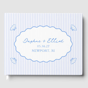 Coastal Chic Blue Nautical Personalised Wedding Guest Book
