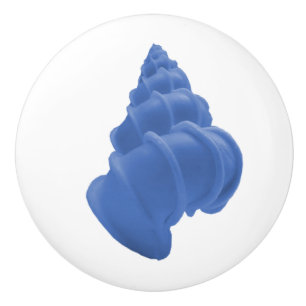 Coastal chic blue pastel wentletrap seashell  ceramic knob