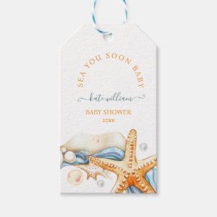 Coastal chic blue sea you soon Baby Shower Gift Tags