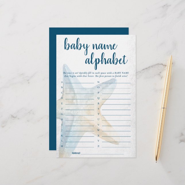 Coastal Chic | Blue Starfish Alphabet Name Game (Front/Back In Situ)