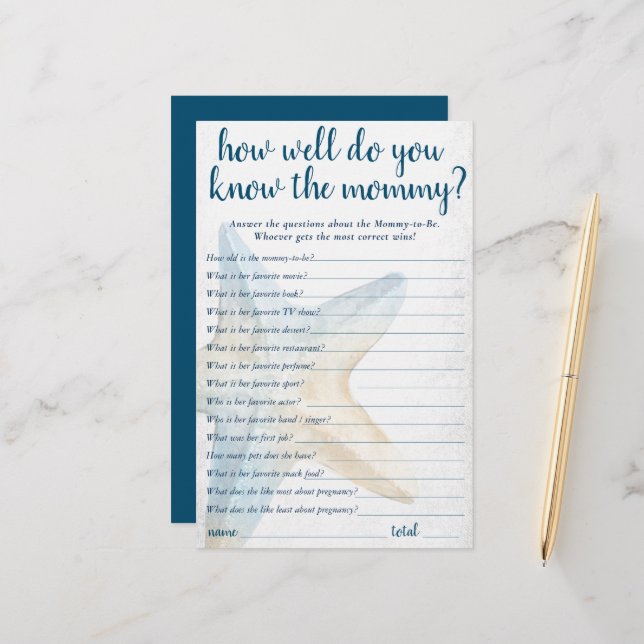 Coastal Chic | Blue Starfish Who Knows Mummy Game (Front/Back In Situ)