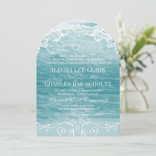 Coastal Chic Destination Beach Wedding Invitation (Standing Front)