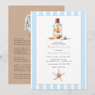 Coastal Chic Fall Beach Club Bachelorette Weekend Invitation