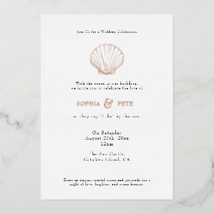 Coastal Chic Foil Wedding Invite Black White