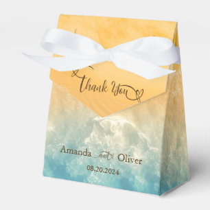 Coastal Chic Golden Sand Turquoise Water Wedding Favour Box