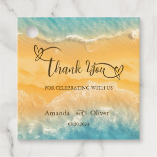 Coastal Chic Golden Sand Turquoise Water Wedding Favour Tags
