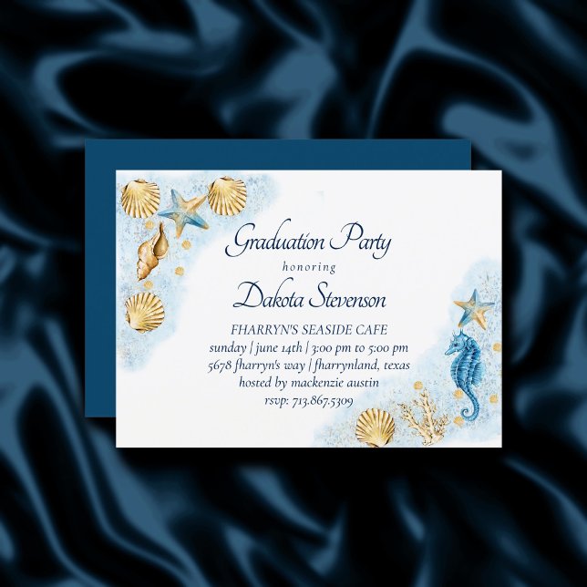 Coastal Chic | Modern Coral Reef Graduation Invitation (Creator Uploaded)