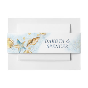Coastal Chic Modern Coral Reef Invitation Belly Band