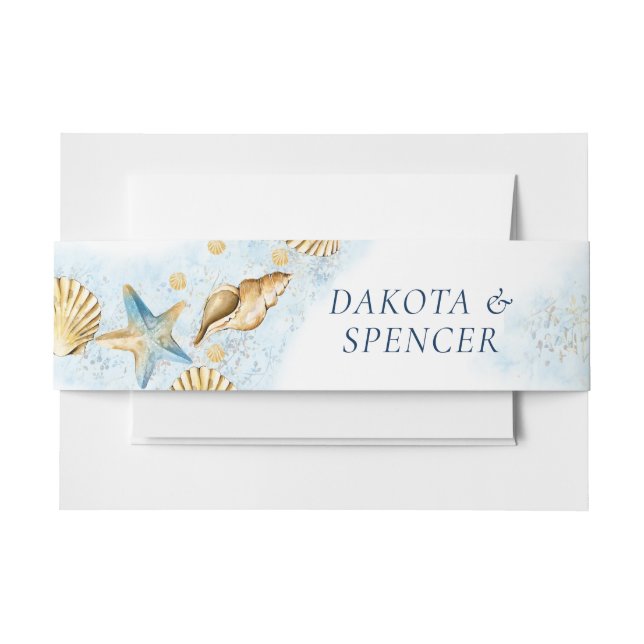Coastal Chic | Modern Coral Reef Invitation Belly Band (Front Example)