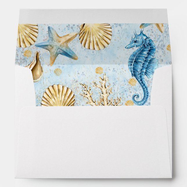 Coastal Chic | Modern Coral Reef Party Envelope (Back (Bottom))
