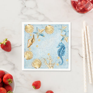 Coastal Chic Modern Coral Reef Party Napkin