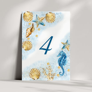 Coastal Chic   Modern Coral Reef Party Table Number