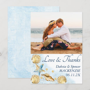 Coastal Chic   Modern Coral Reef Photo Wedding Thank You Card