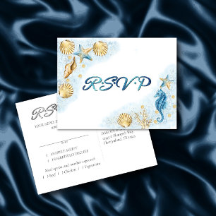 Coastal Chic Modern Coral Reef RSVP Meal Choice Postcard