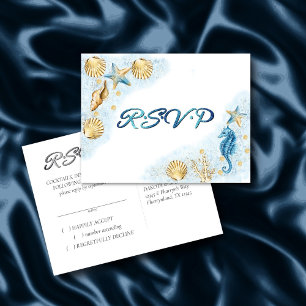Coastal Chic Modern Coral Reef RSVP Postcard