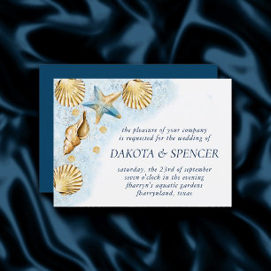 Coastal Chic   Modern Coral Reef Wedding Invitation