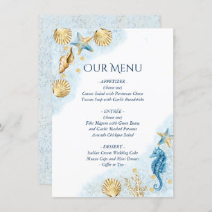 Coastal Chic Modern Coral Reef Wedding Menu
